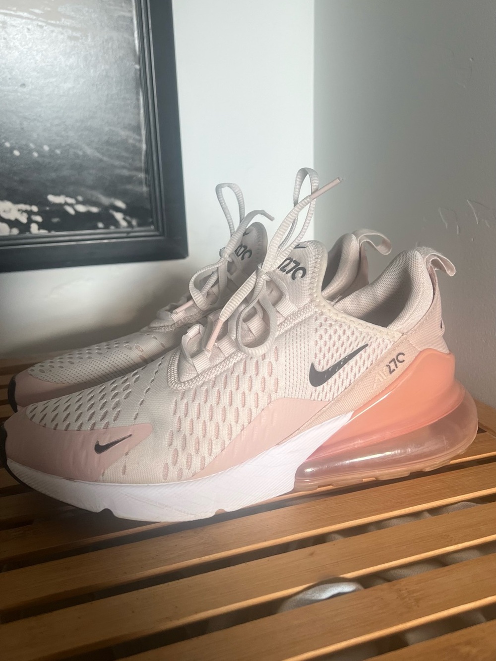 Nike Women's Air Max 270 Sneakers - Light Pink/Coral, size 8